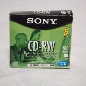 New Sony CD - RW 4 Blank Discs 700MB 80Min Rewritable 5CDRW700L‎